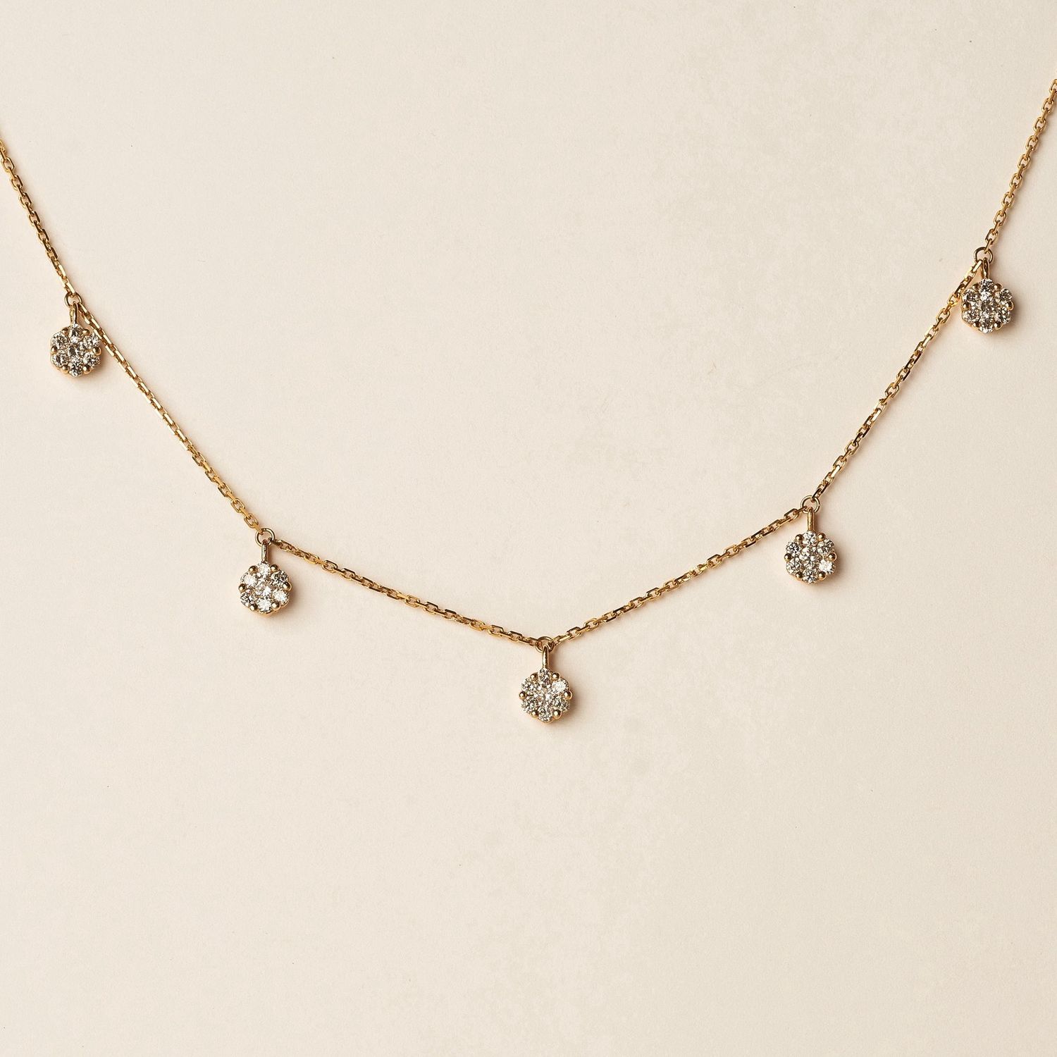 Circle Diamond Drop Necklace