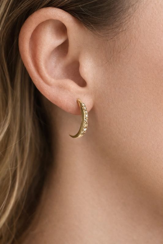 Half Moon Diamond Hoops