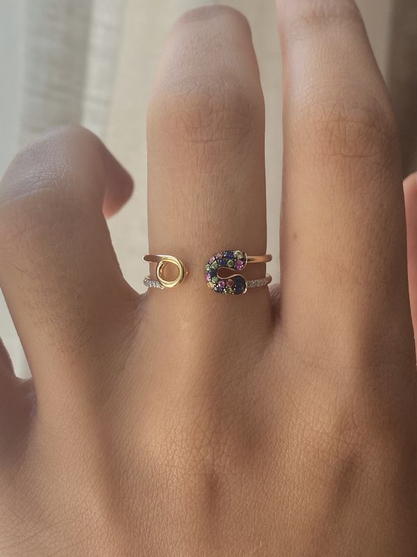Rainbow Safety Pin Ring