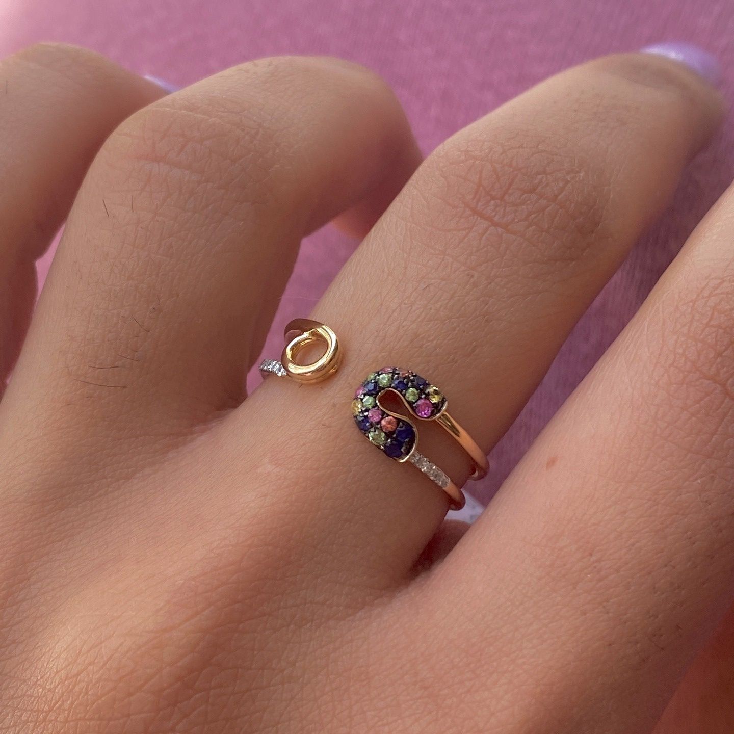 Rainbow Safety Pin Ring