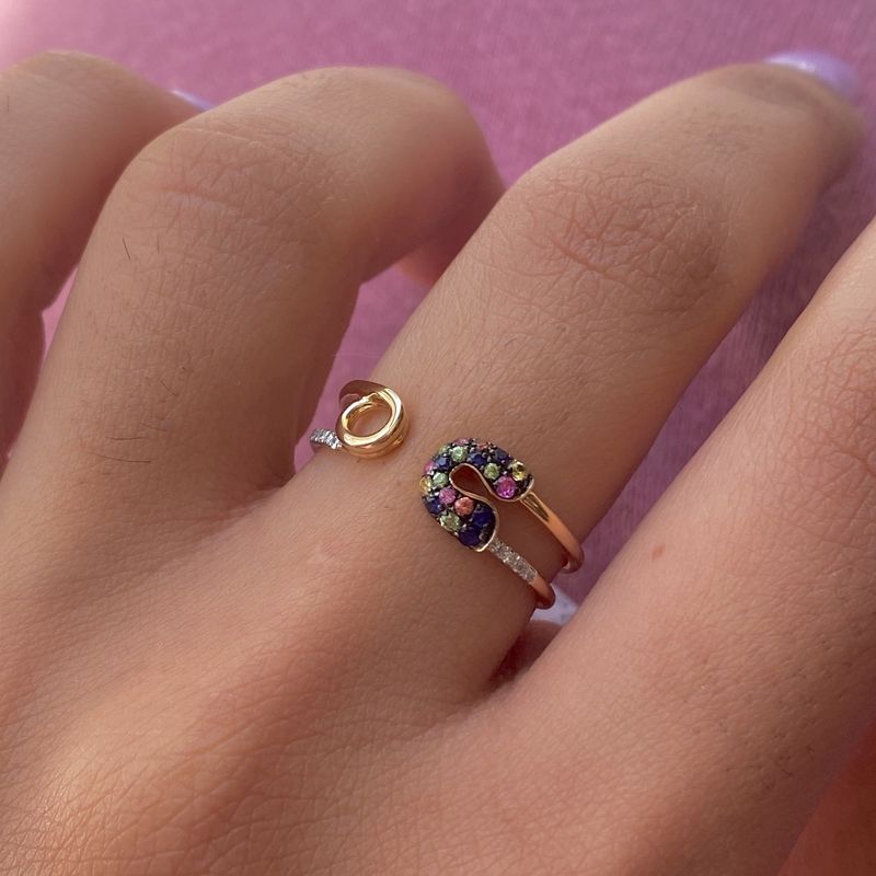 Rainbow Safety Pin Ring