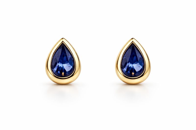 Blue Sapphire Teardrop Earrings-: 2.47cts/G: 4.4g