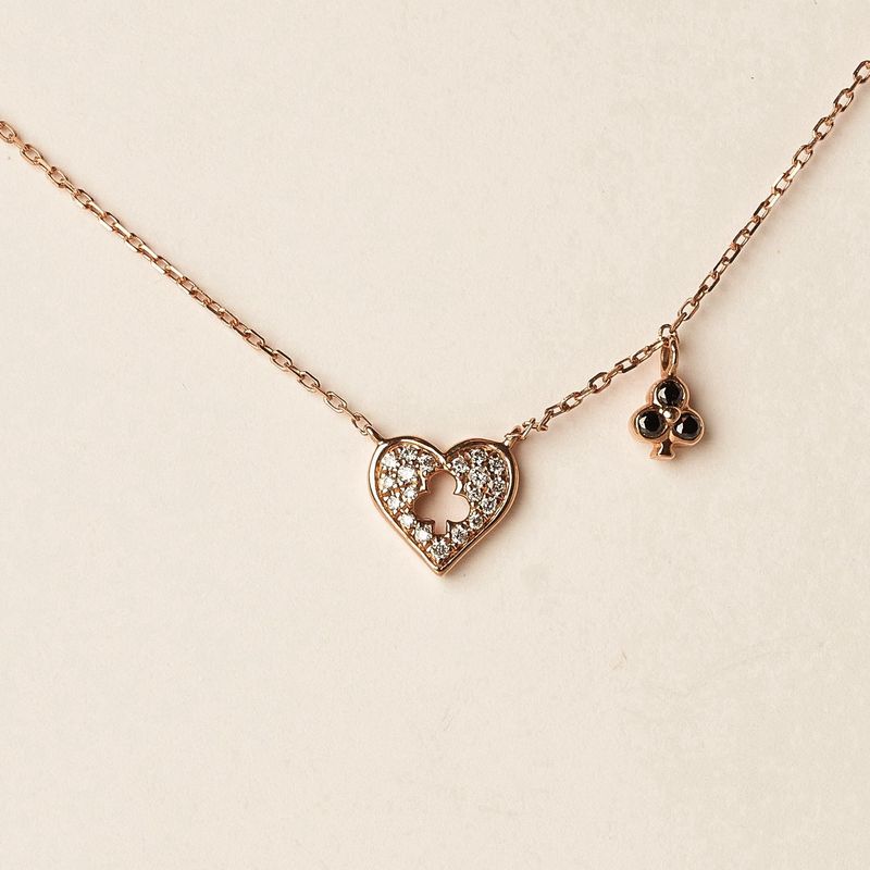 Diamond Heart and Club Necklace