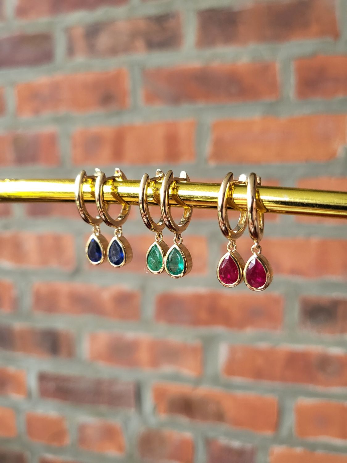 Teardrop Gemstone Hoops