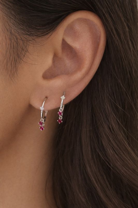 Pink Sapphire Raindrop Hoops
