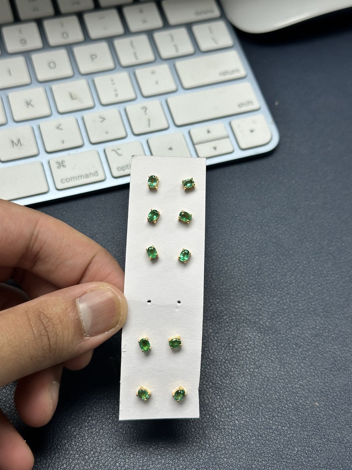 Classic Oval Studs, Colour: 18KY EM-0.3cts/0.9g