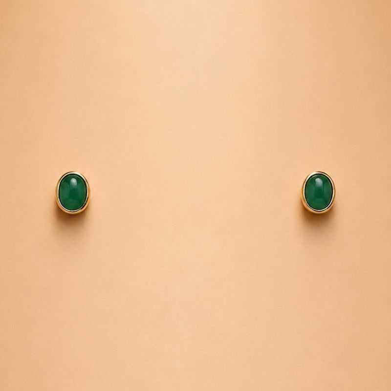 Mini Emerald Bezel Studs