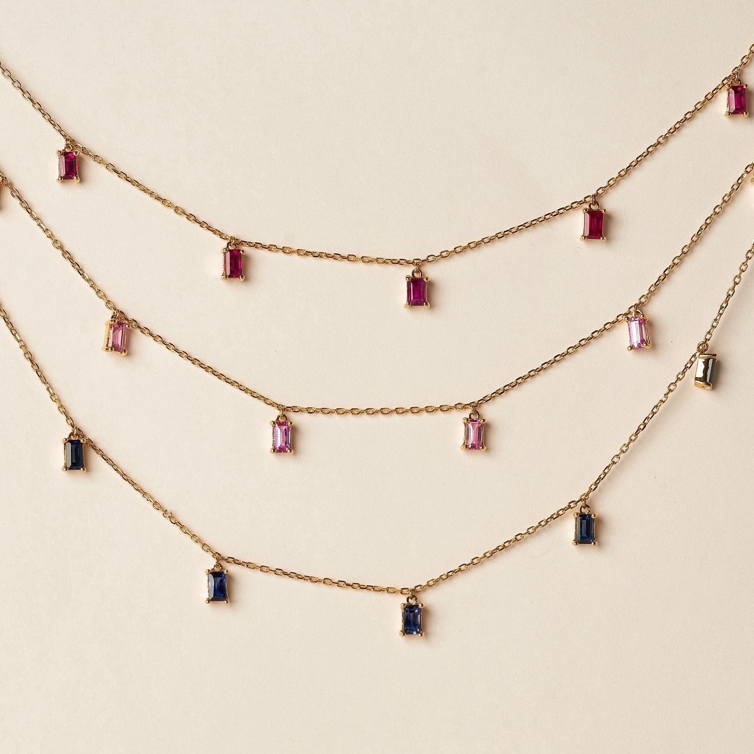 Baguette Dangle Drop Necklace
