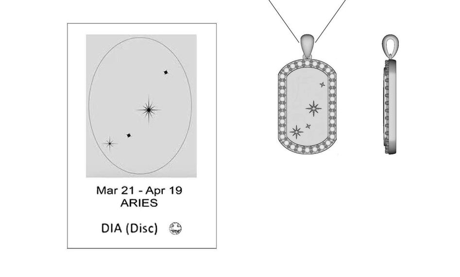 Zodiac Constellation Dog Tag Necklace, Pattern: AR- 14KY D: 1.08 5.14g