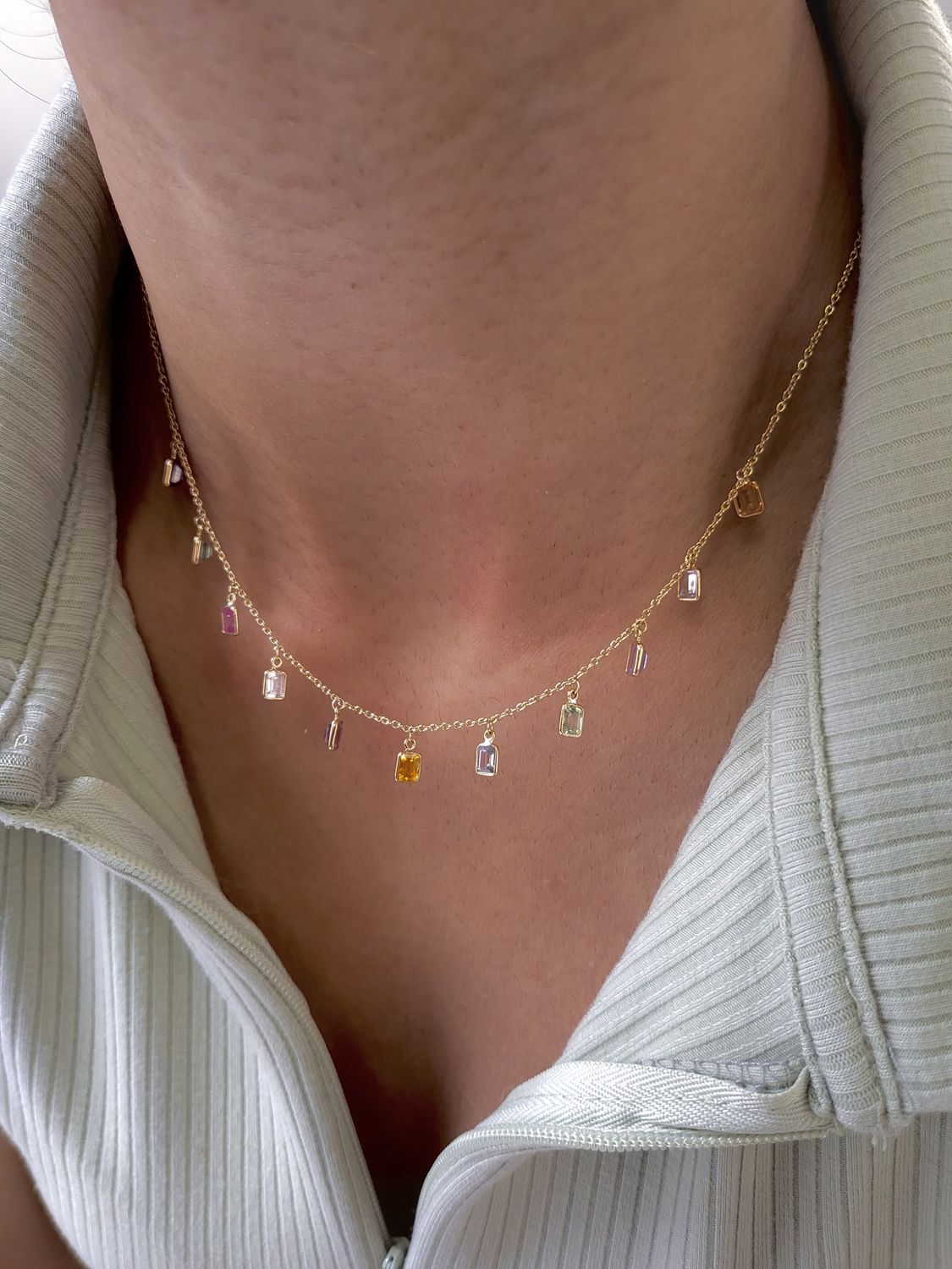 Multi Sapphire Drop Necklace