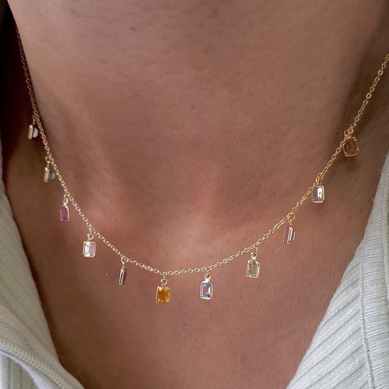 Multi Sapphire Drop Necklace