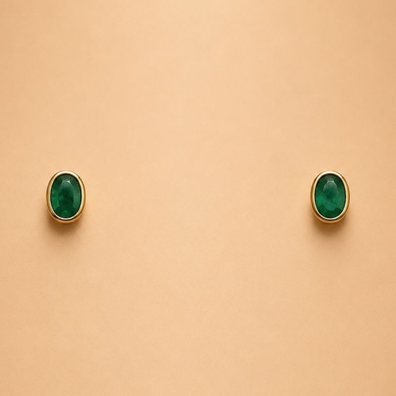 Emerald Bezel Studs