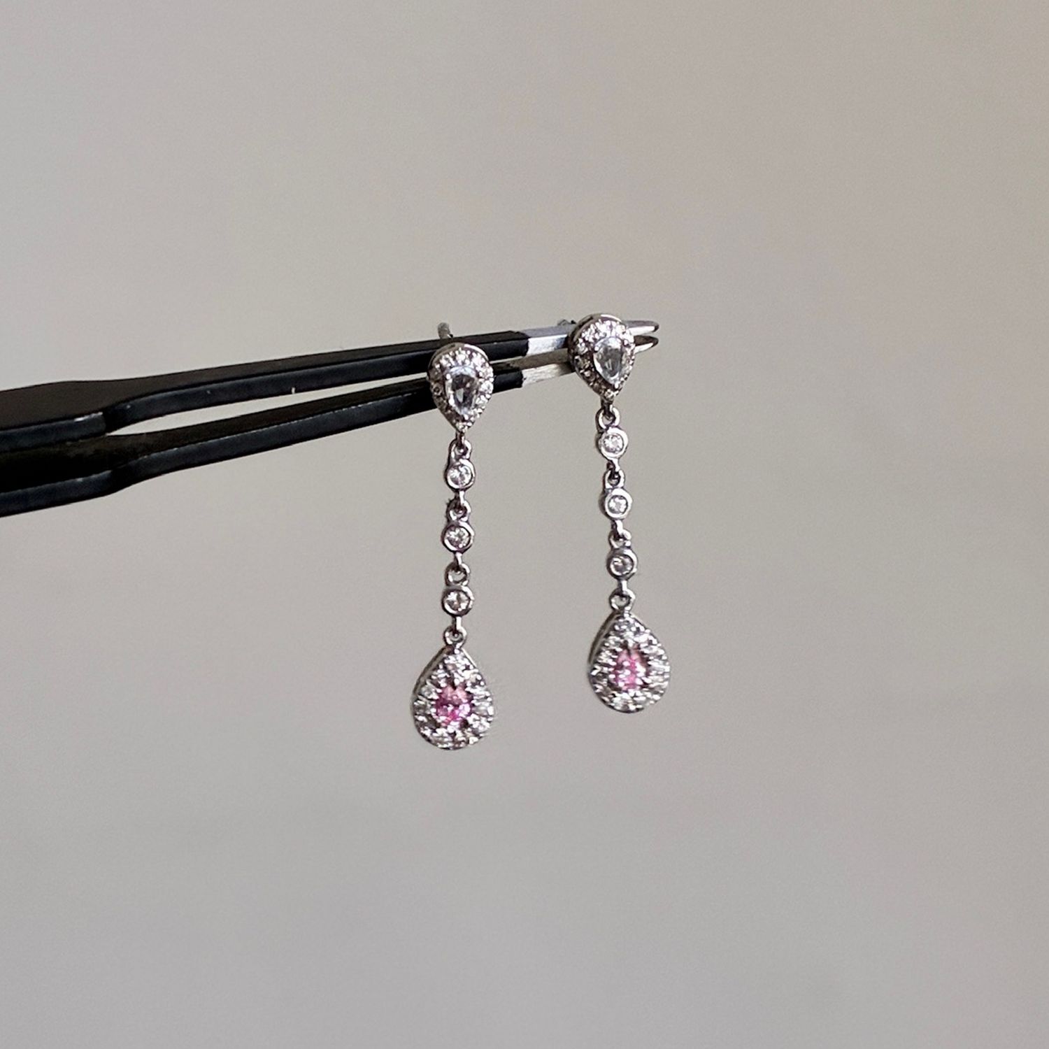 Pink Diamond Dangle Earrings