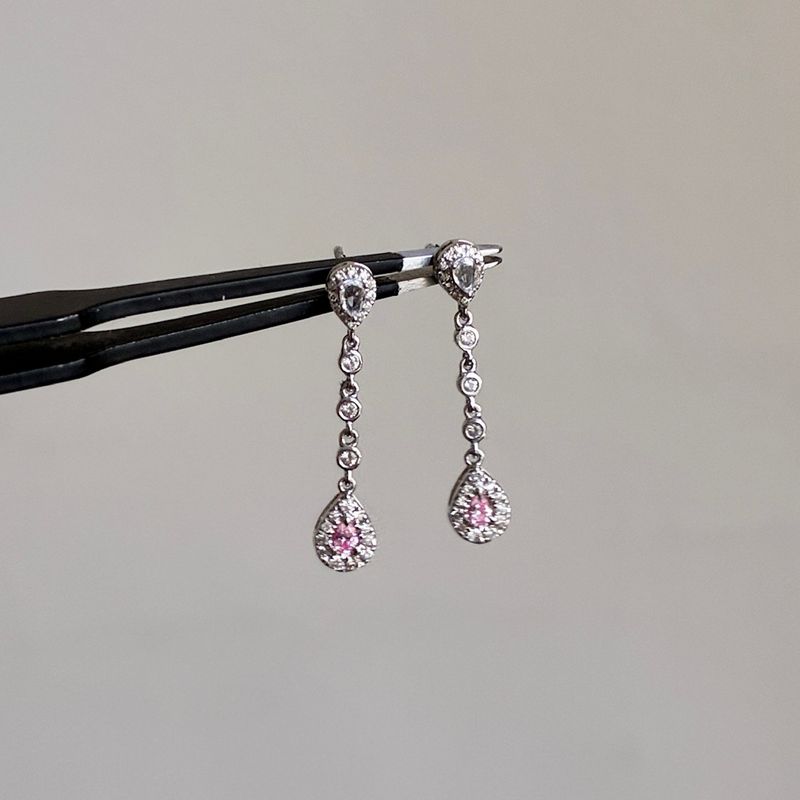 Pink Diamond Dangle Earrings