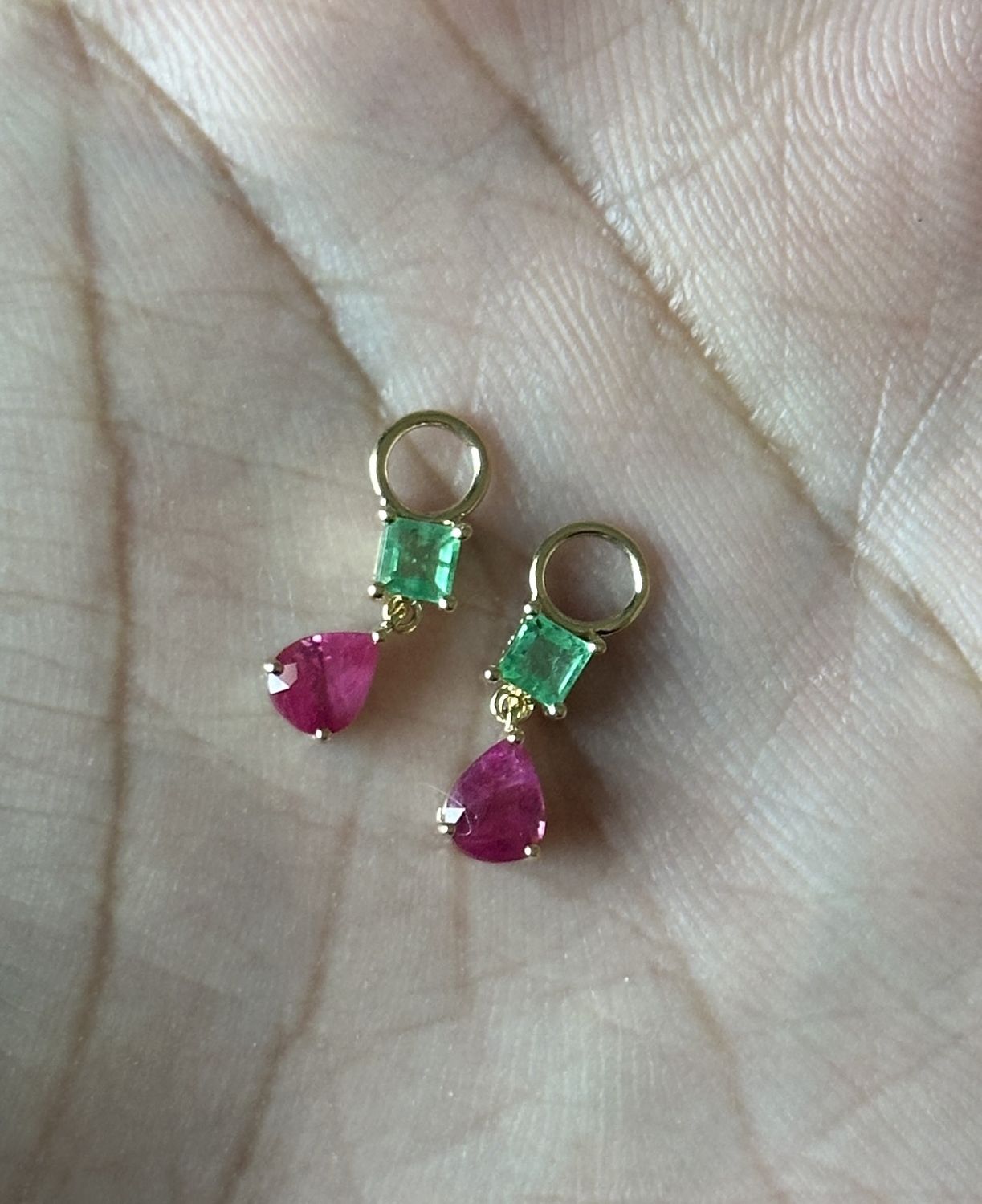 Prism Earring Charms, Colour: 18KY R-0.88ct EM-0.29ct/0.81g