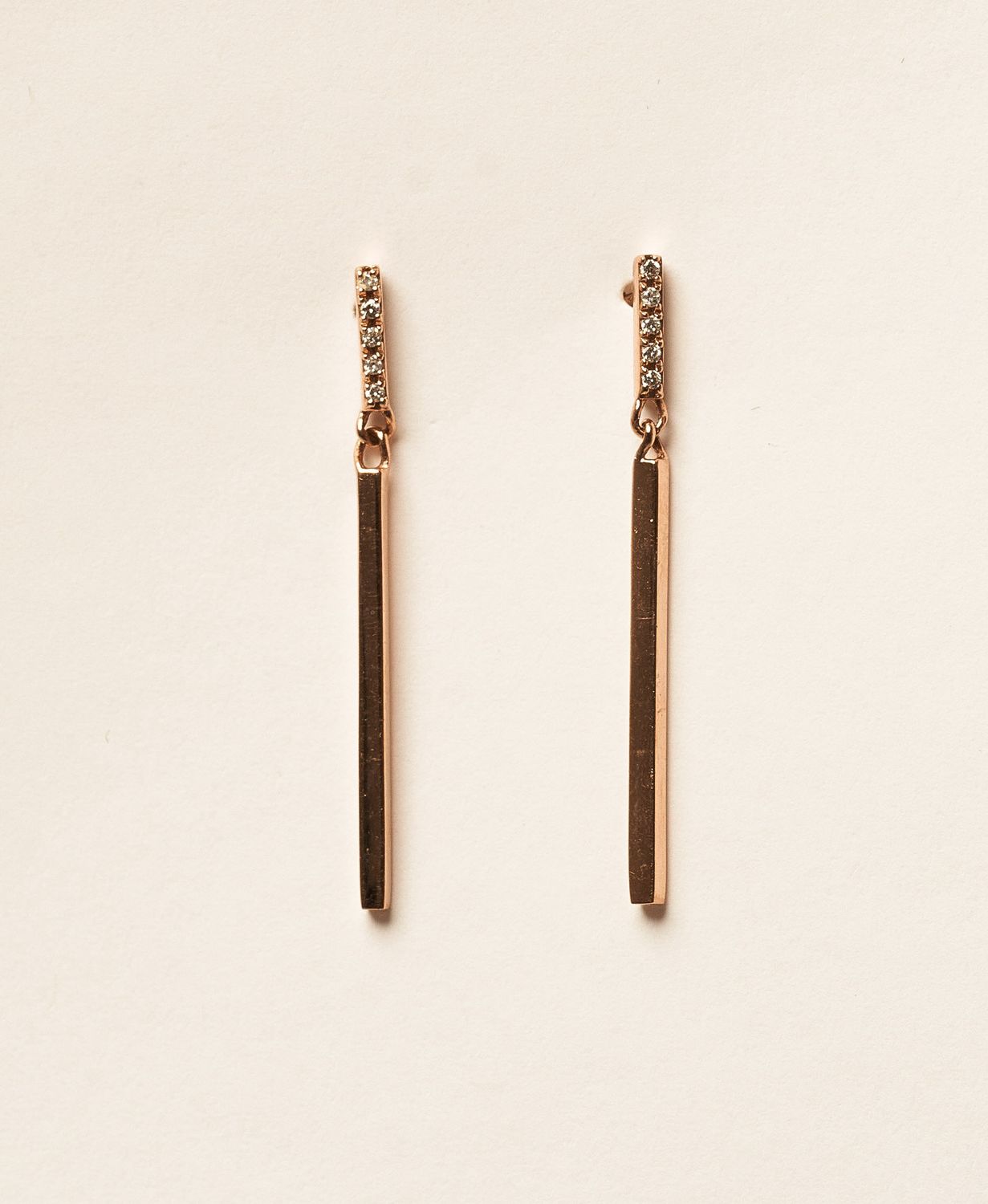 Dangle Bar Earrings, Material: D: 0.04ct/14KR: 1.71g