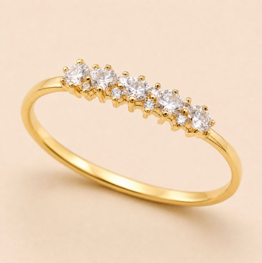 Diamond Sparkle Ring, Colour: D: 0.207ct/18KY: 0.95g