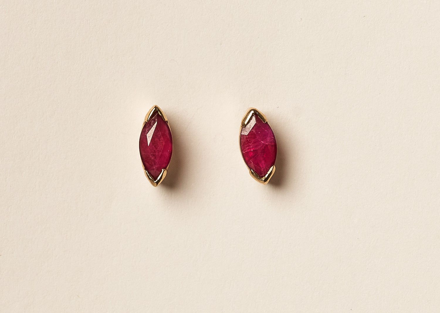 Ruby Marquise Studs, Colour: R: 0.58ct/14KY: 1.12g
