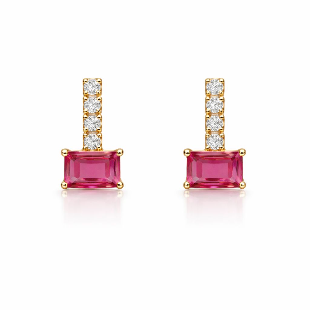 Ruby Diamond Earring Studs