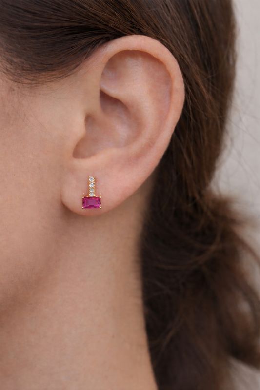 Ruby Diamond Earring Studs