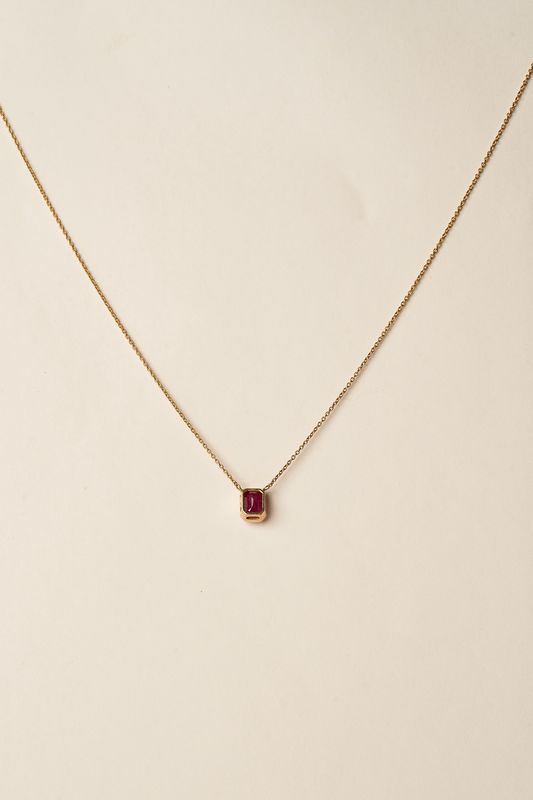Ruby Bezel Necklace
