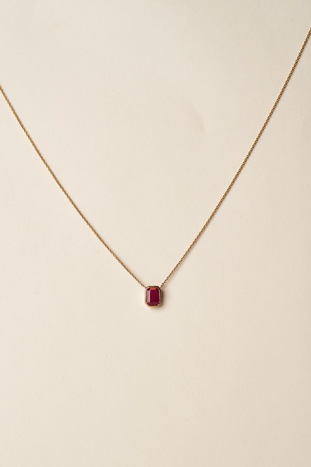 Ruby Bezel Necklace
