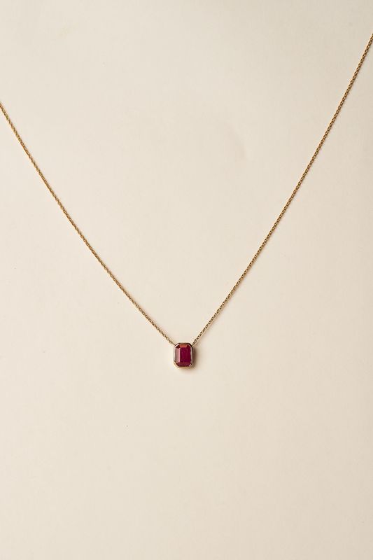 Ruby Bezel Necklace