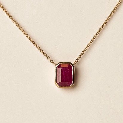 Ruby Bezel Necklace