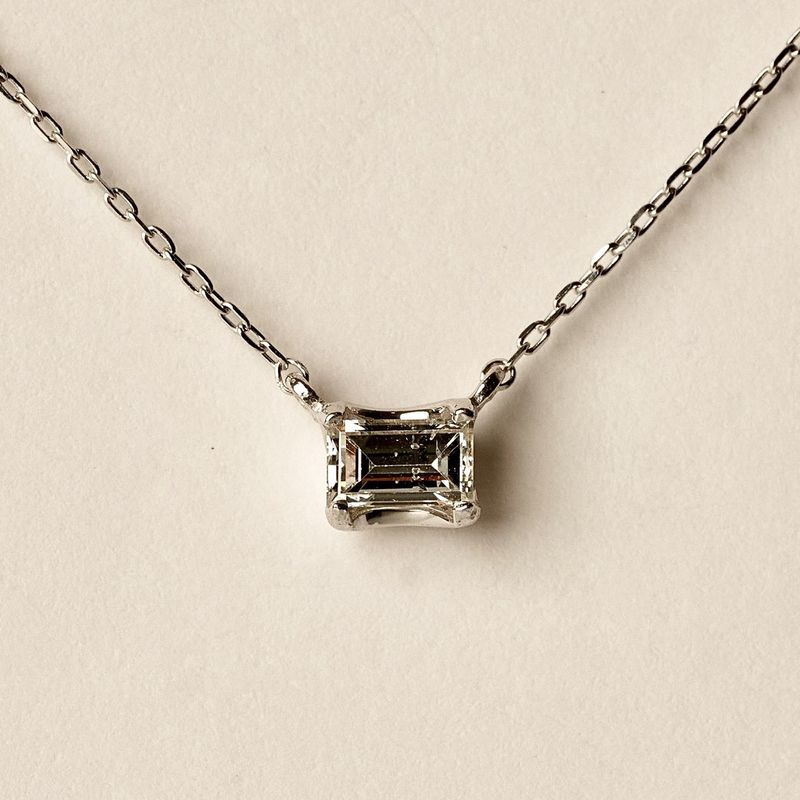Emerald cut diamond necklace