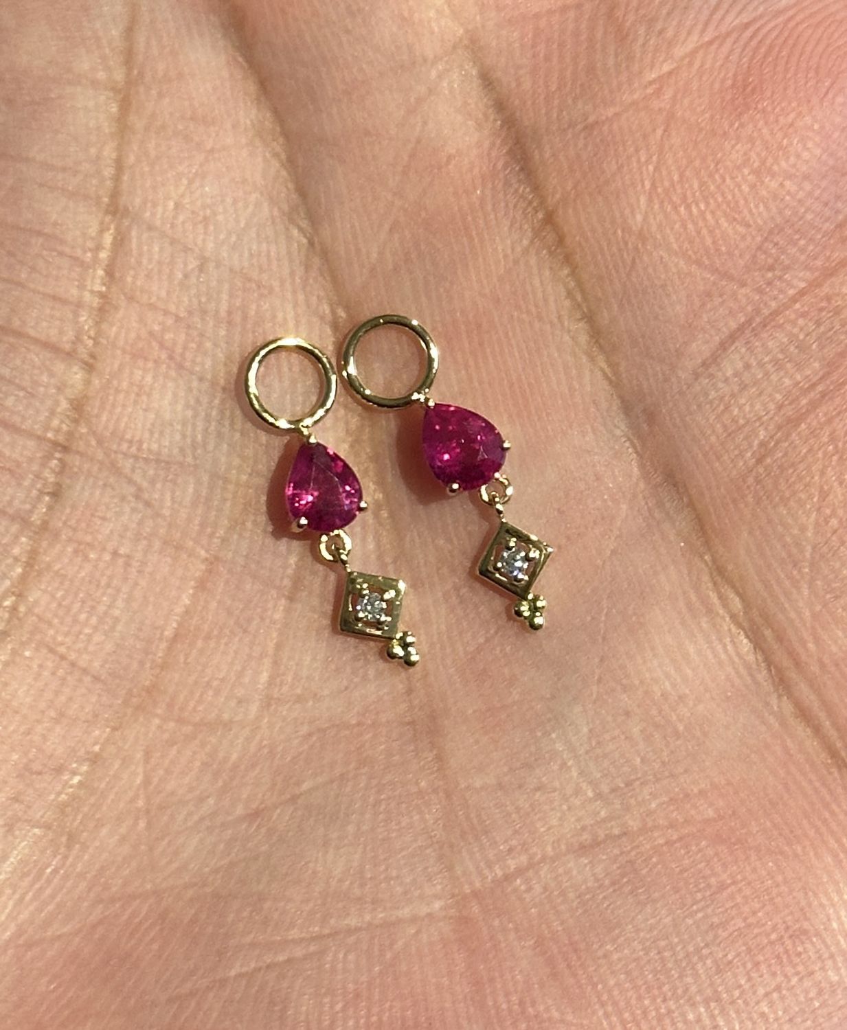 Princess Earring Charm, Colour: 18KY R-0.89ct D-0.03ct/0.77g