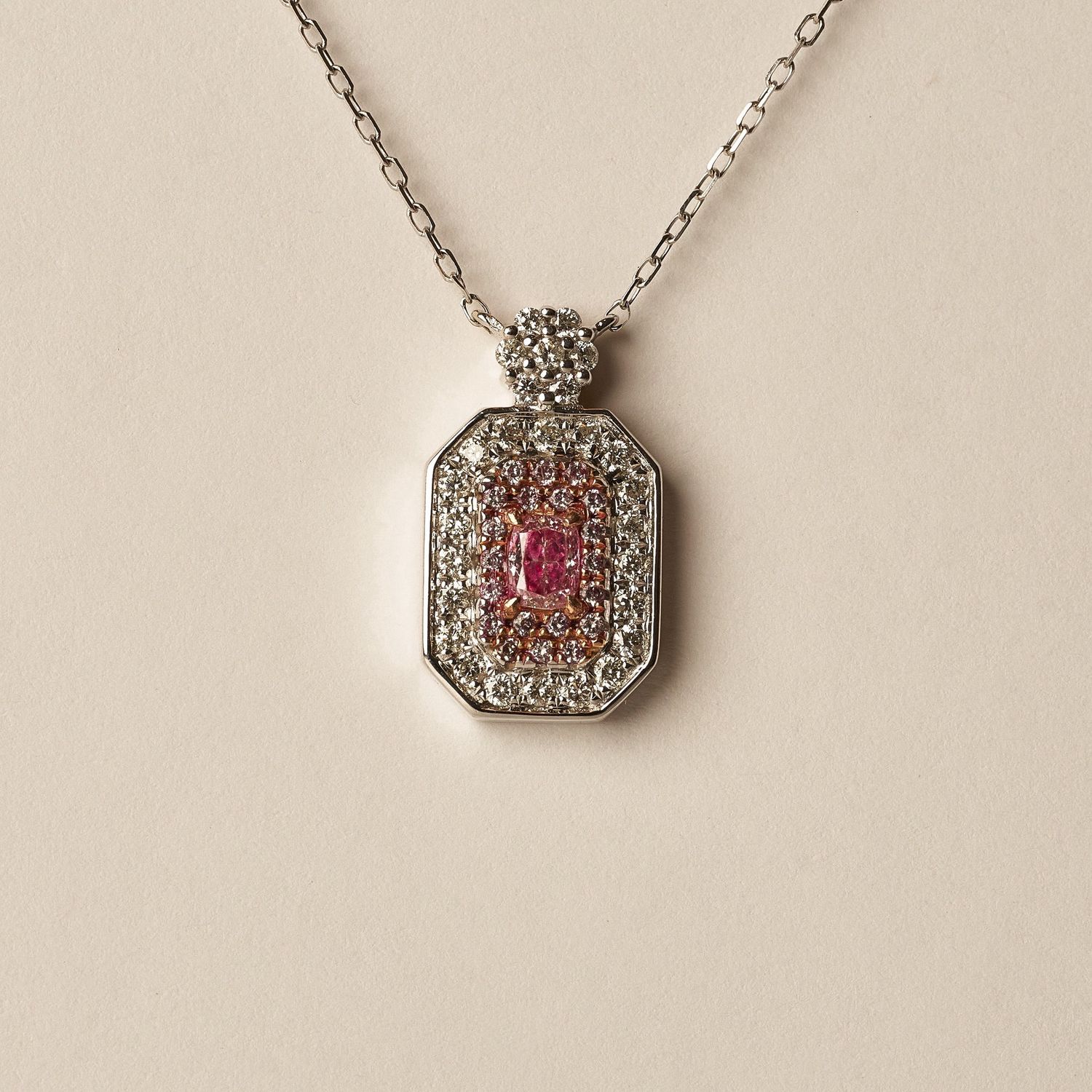 Pink Diamond rectangle necklace