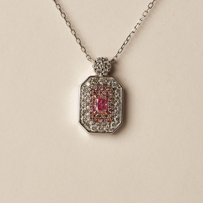 Pink Diamond rectangle necklace