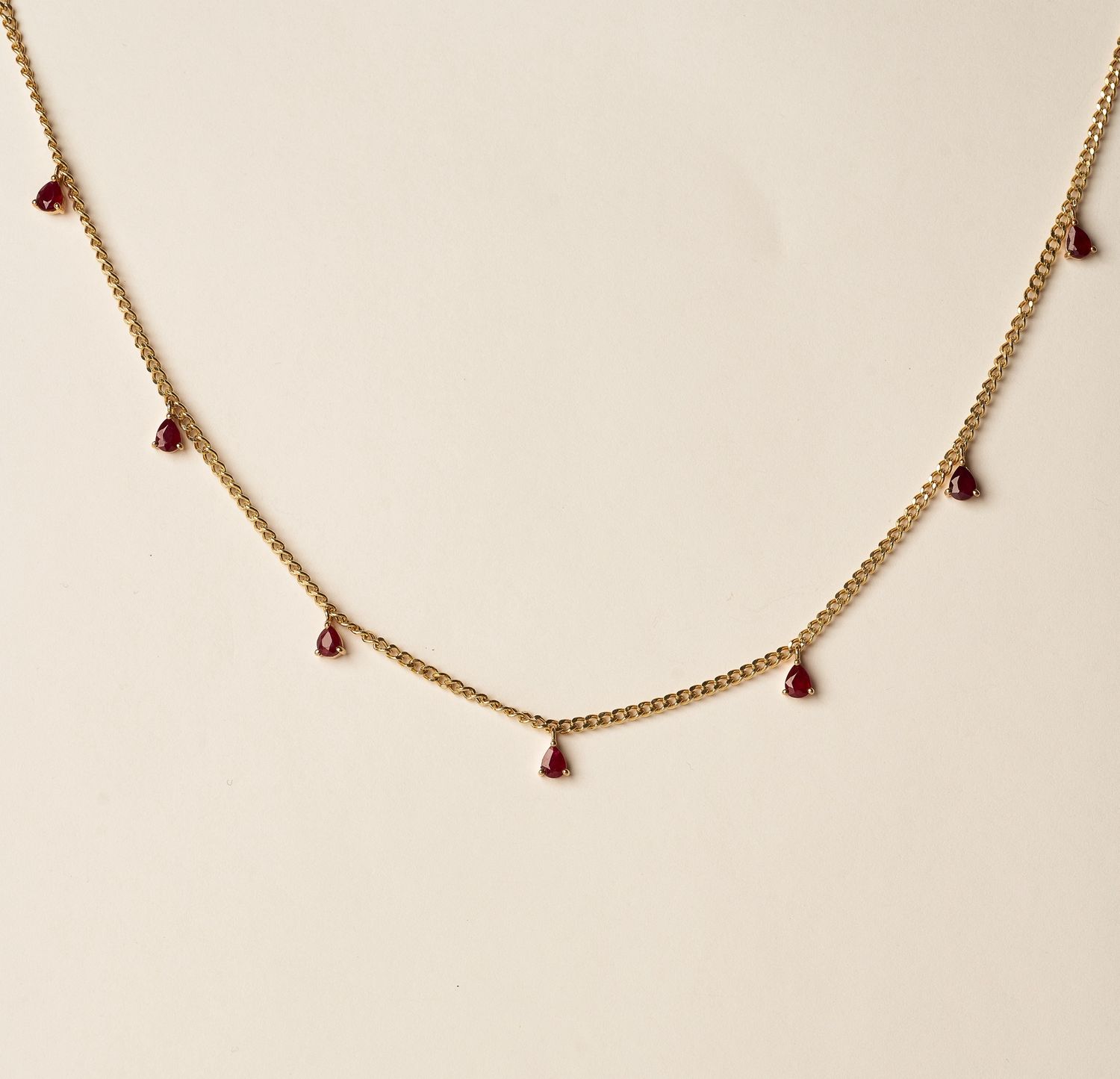 Teardrop Dangle Necklace, Colour: 18KY Ruby-1.2cts/2g