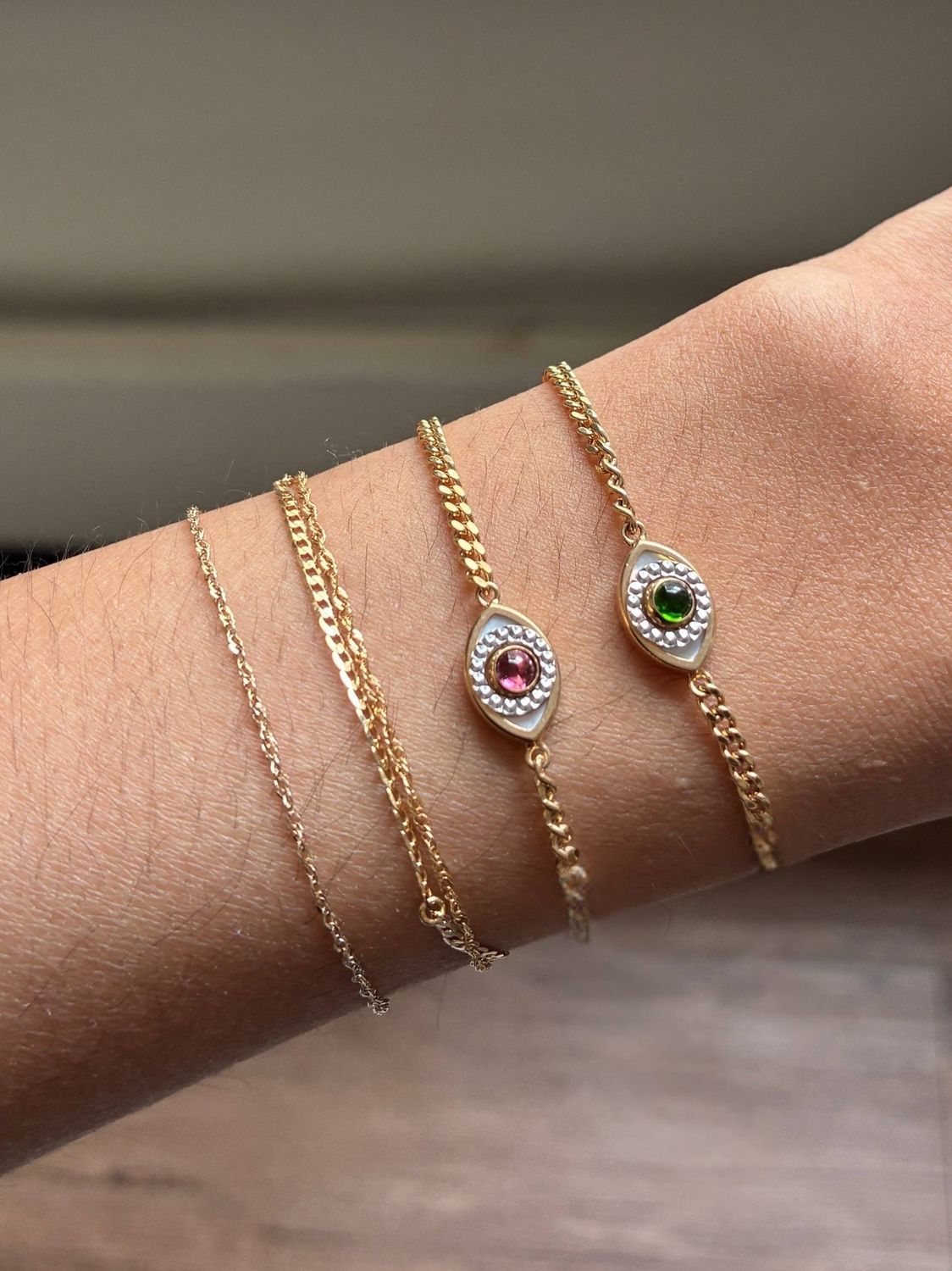 Magic Evil Eye Bracelet Pink Tourmaline
