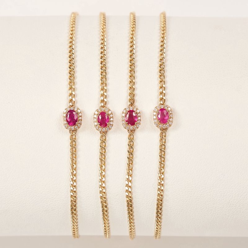 Oval Ruby halo bracelet