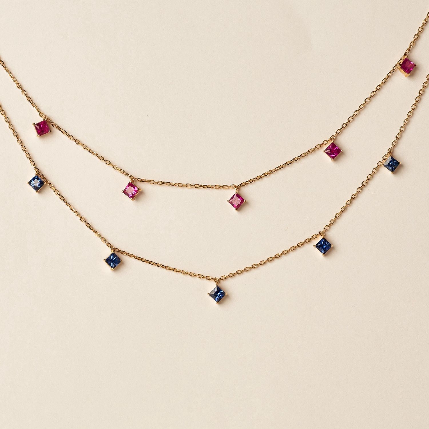 18K Princess Dangle Necklace