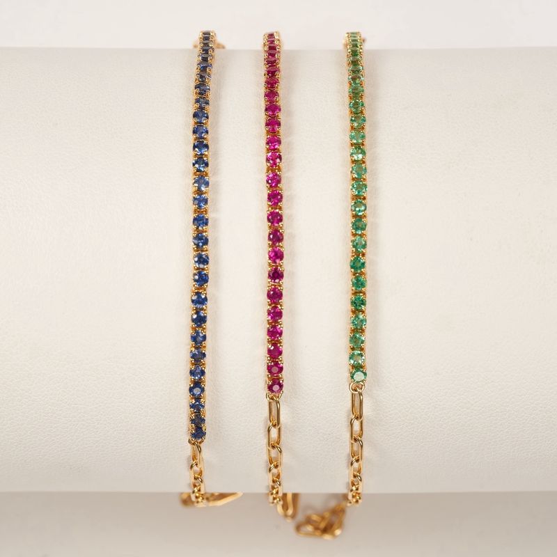 Gemstone half paperclip bracelet