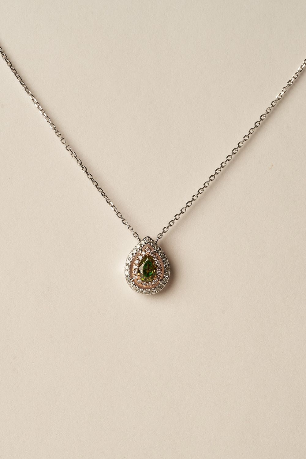 Big Green Diamond Pendant Necklace
