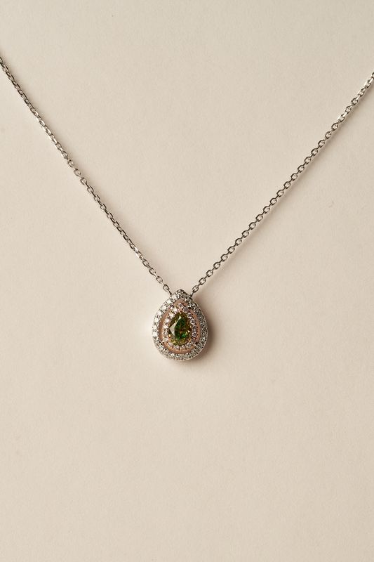 Big Green Diamond Pendant Necklace