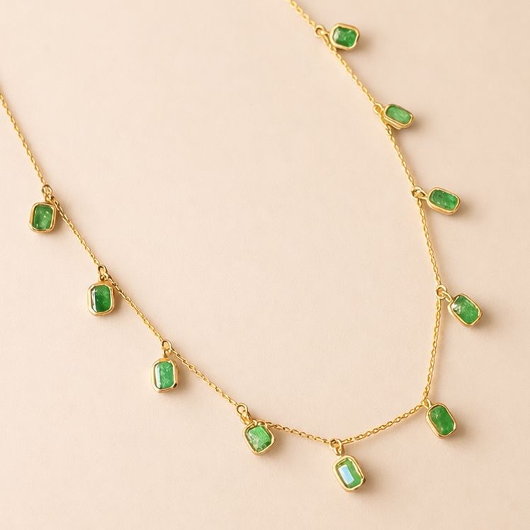 Bezel Gemstone Dangle Necklace