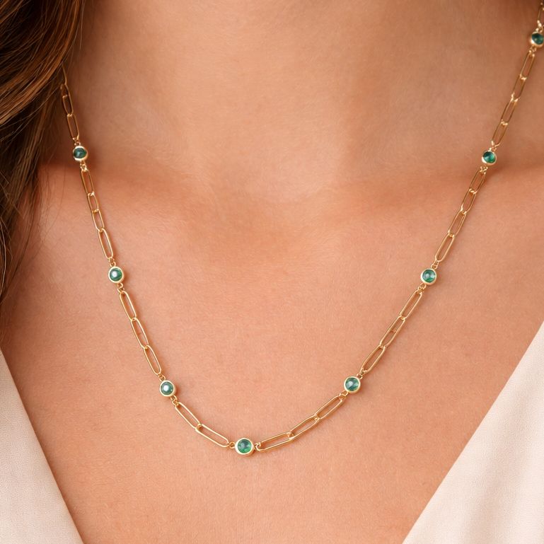 Emerald Paperclip Necklace