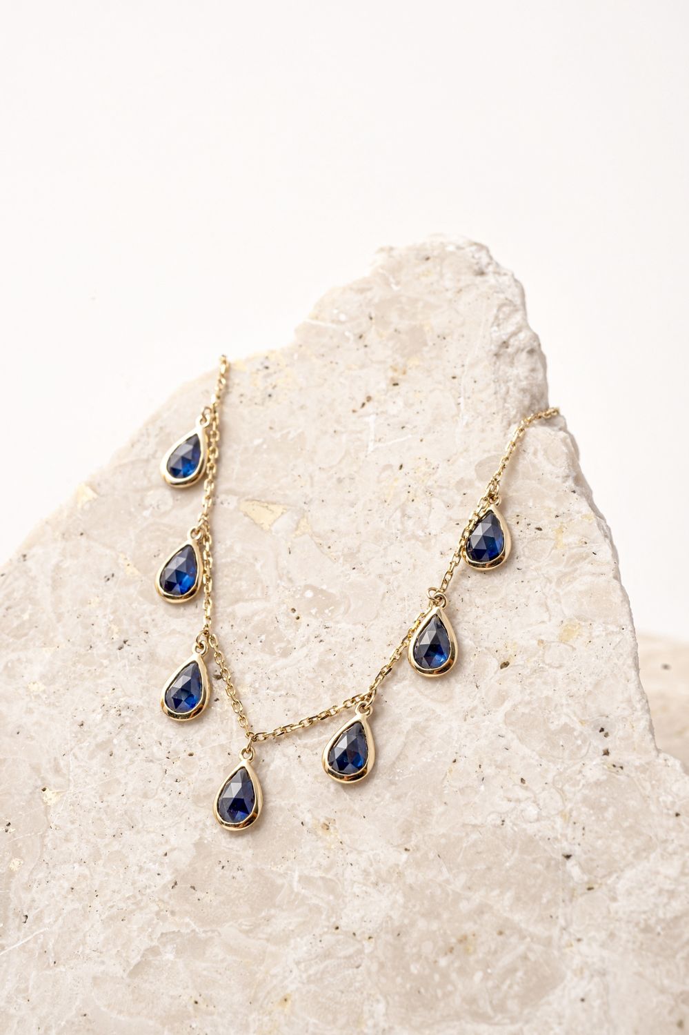Sapphire Drop Necklace, Colour: Midnight Sapp 3.16cts/2.52g