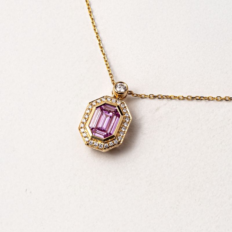 Pink Sapphire Pendant Necklace