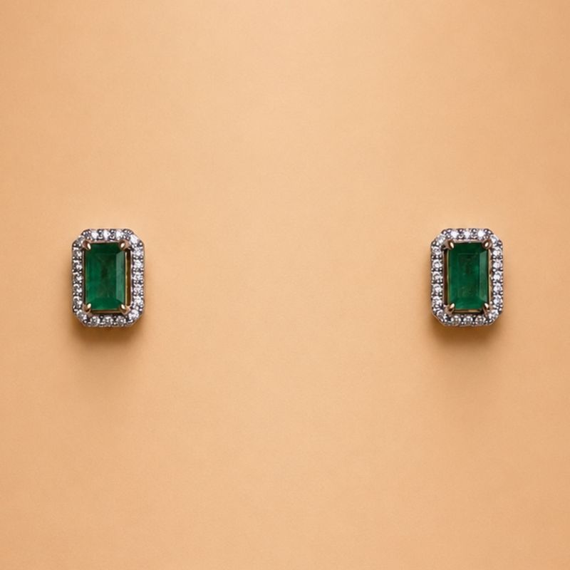 Emerald Halo Studs