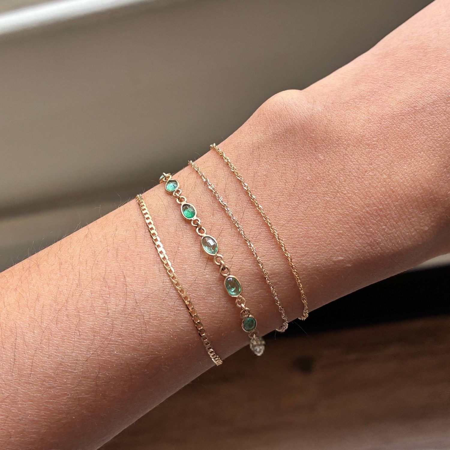 Mini Oval Emerald Link Bracelet