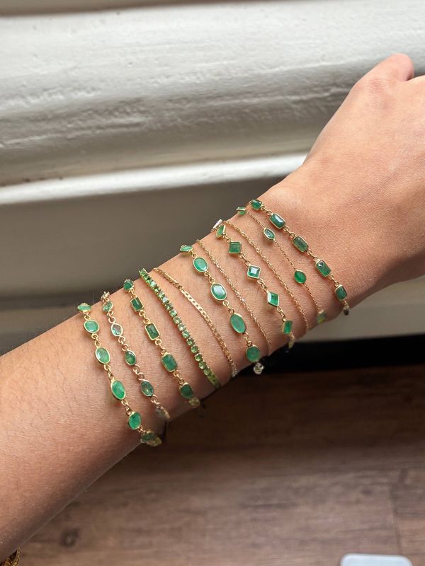 Mini Oval Emerald Link Bracelet