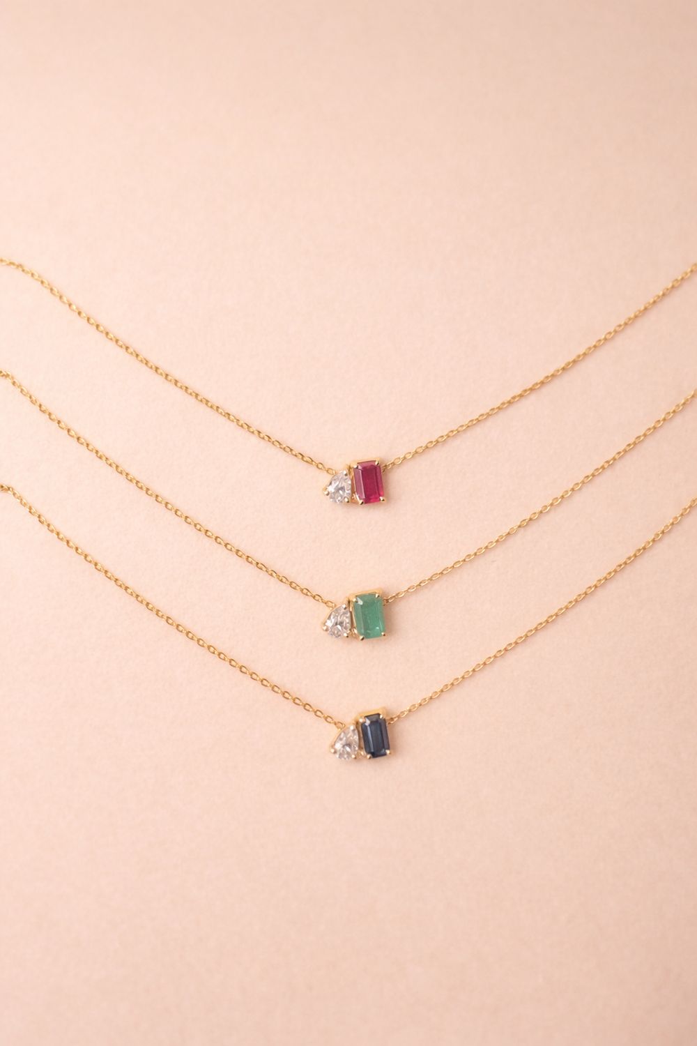 Toi et Moi Diamond and Gemstone Necklace