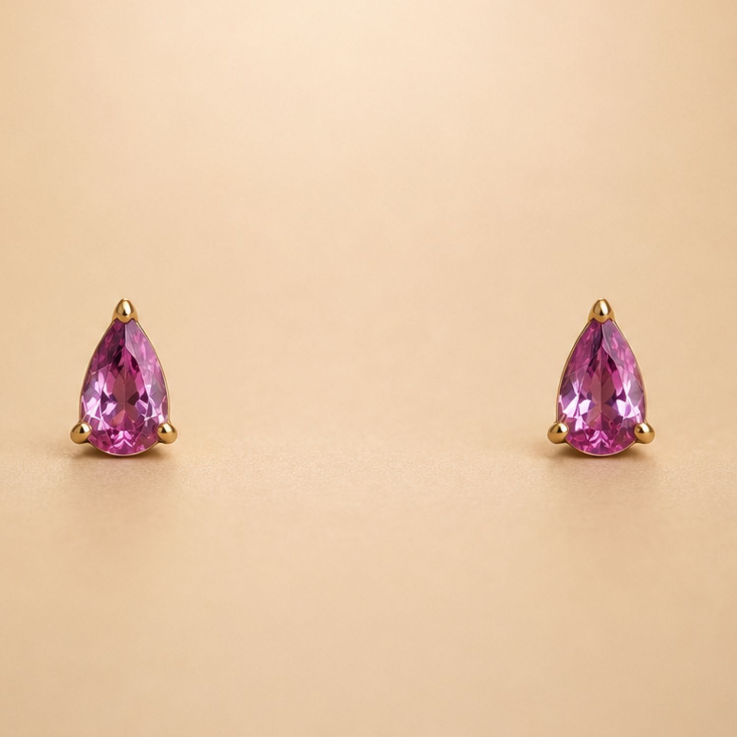Pink Sapphire Teardrop Studs