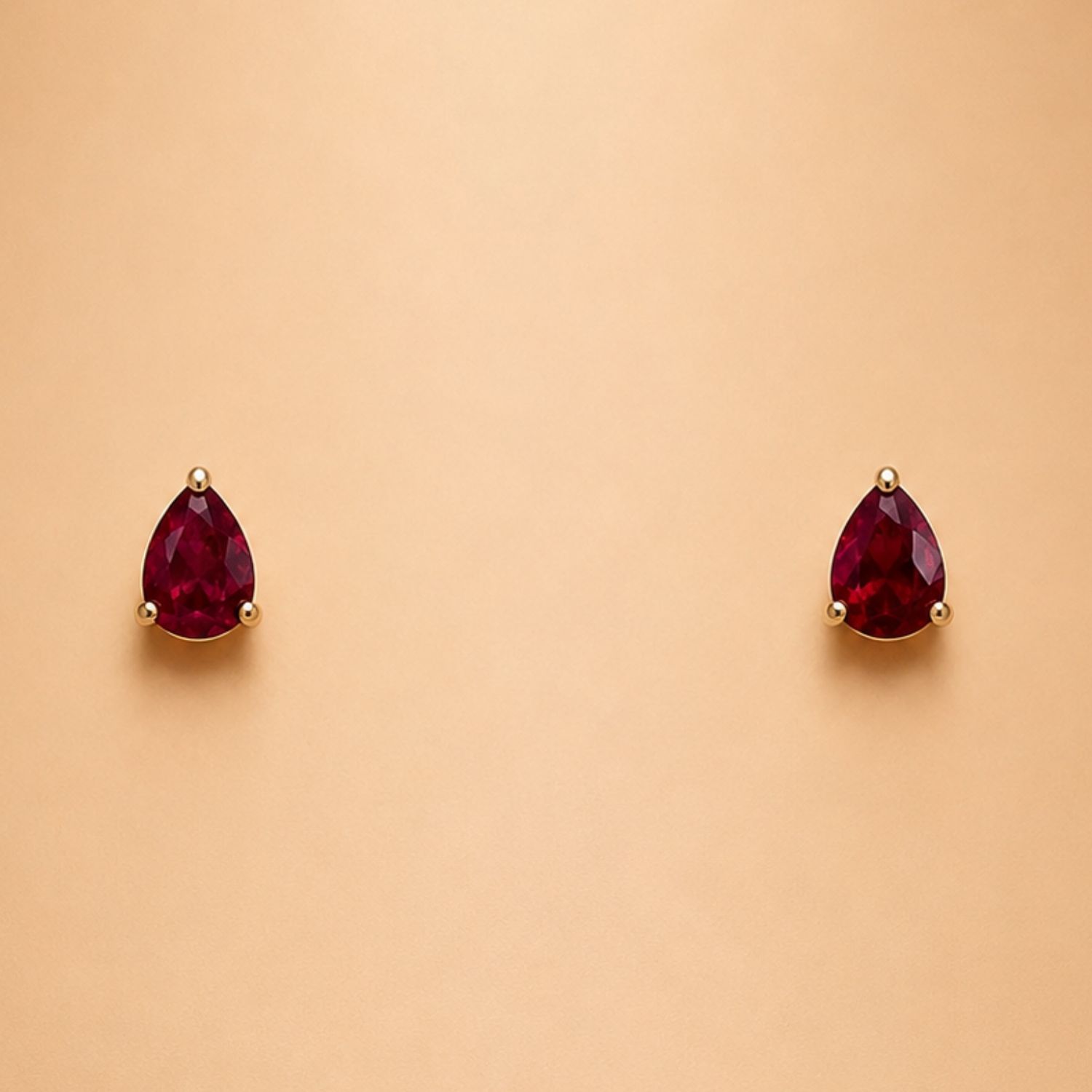 Ruby Pear Studs