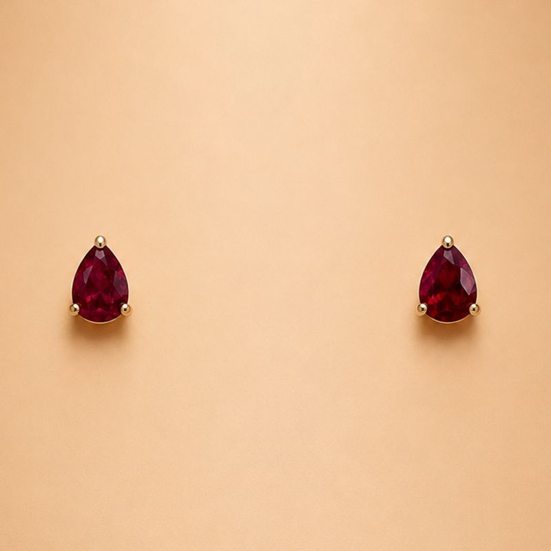 Ruby Pear Studs